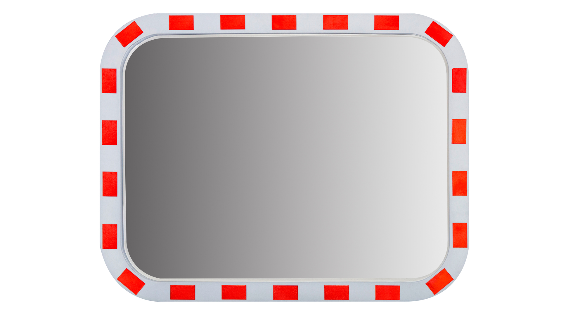 Verkehrsspiegel Eucryl eckig aus Acrylglas, Kunststoffrahmen in rot/weiß